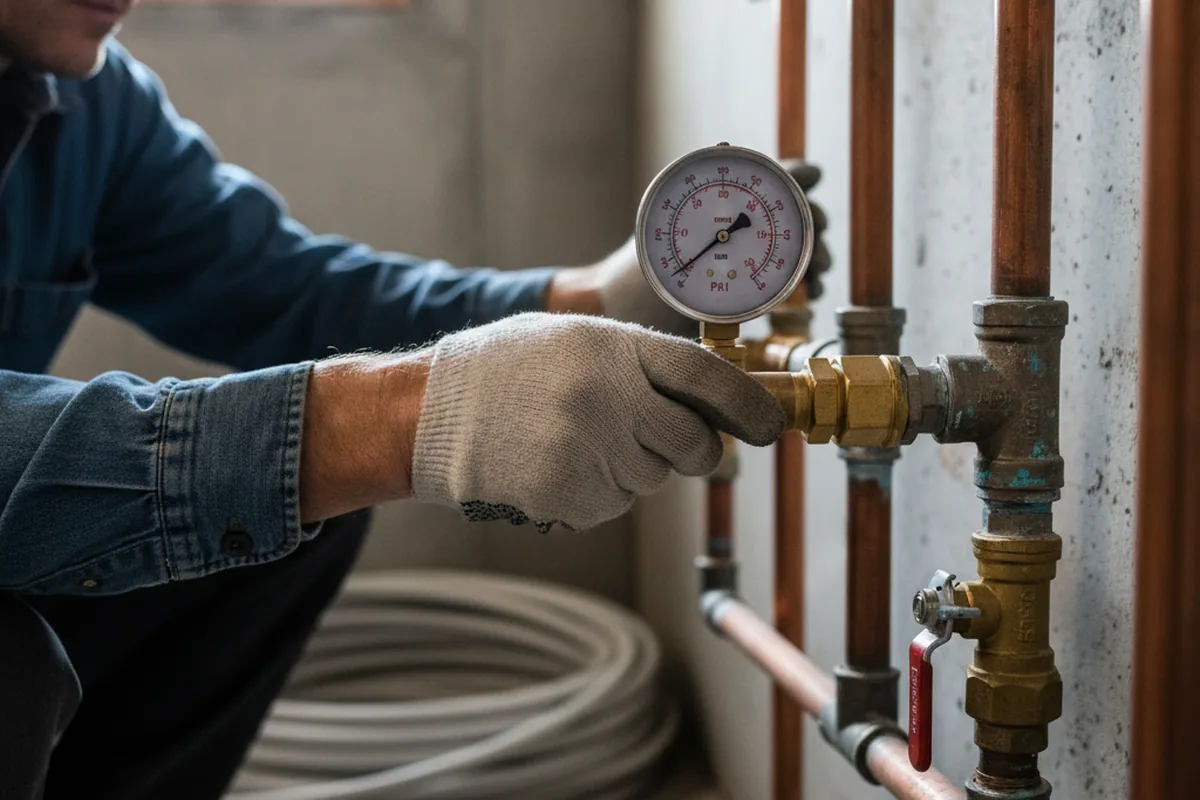 Pressure testing a repaired line during Water Line Repair in Cecilton
